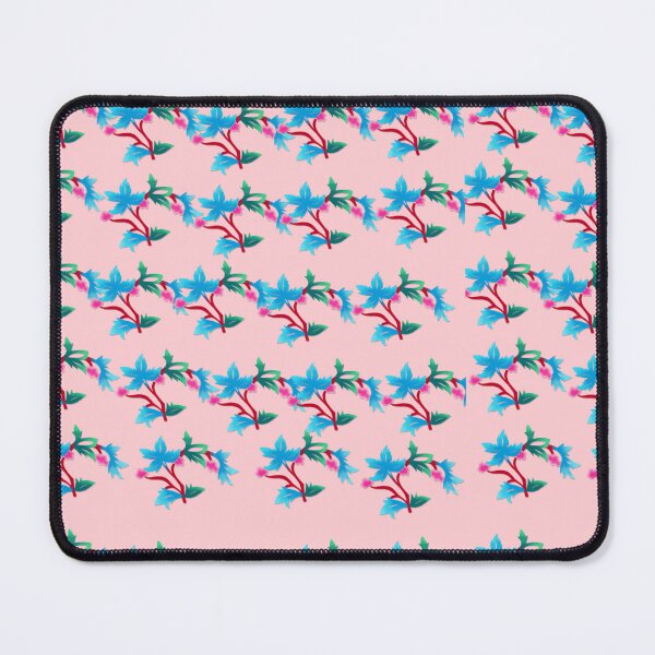 Item preview, Blue and Red Flowers on Soft Pink Background | Colorful Floral Art designed and sold by VeenaArtStudio.