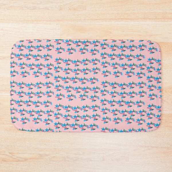 Item preview, Blue and Red Flowers on Soft Pink Background | Colorful Floral Art designed and sold by VeenaArtStudio.
