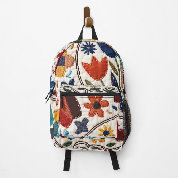 Aperçu de l'œuvre Vibrant Embroidered Floral Quilt Illustration créée et vendue par OjingO.