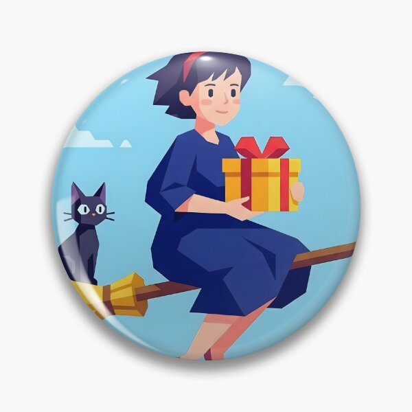 Item preview, Cute Witch Flying with Cat Gift Fantasy Art Print designed and sold by AbstractAuraArt.