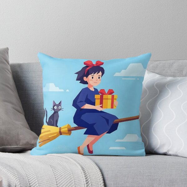 Item preview, Cute Witch Flying with Cat Gift Fantasy Art Print designed and sold by AbstractAuraArt.