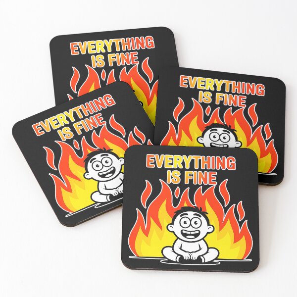 Item preview, Everything Is Fine Funny Dark Humor Cartoon Illustration designed and sold by Amanda's Factory.