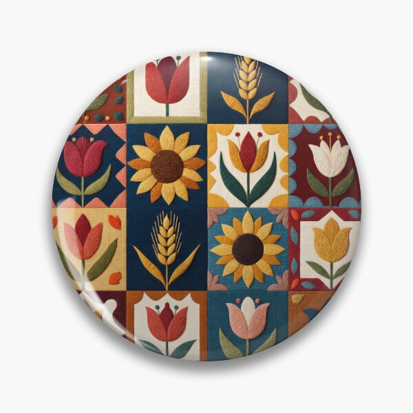 Aperçu de l'œuvre Embroidered Folk Flower Quilt Pattern Illustration créée et vendue par OjingO.