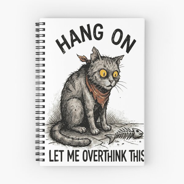 Item preview, Hang On Let Me Overthink This - Funny Anxious Street Cat Art designed and sold by devilfronty.