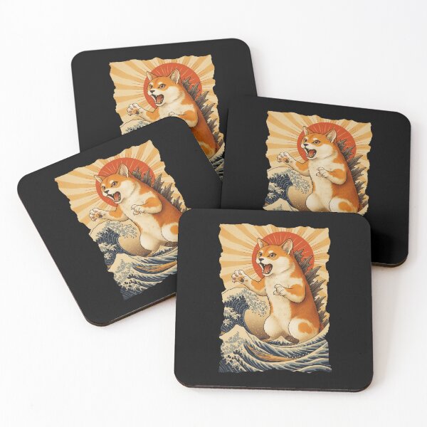 Item preview, Shiba Inu Japanese Wave Art Lucky Dog Illustration designed and sold by JEFDodsonArt.