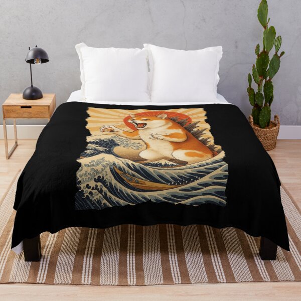 Item preview, Shiba Inu Japanese Wave Art Lucky Dog Illustration designed and sold by JEFDodsonArt.