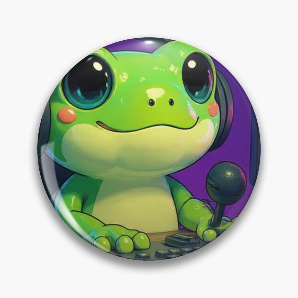 Item preview, Cute gamer frog streaming at his glowing desk designed and sold by The Strongest Froggy.