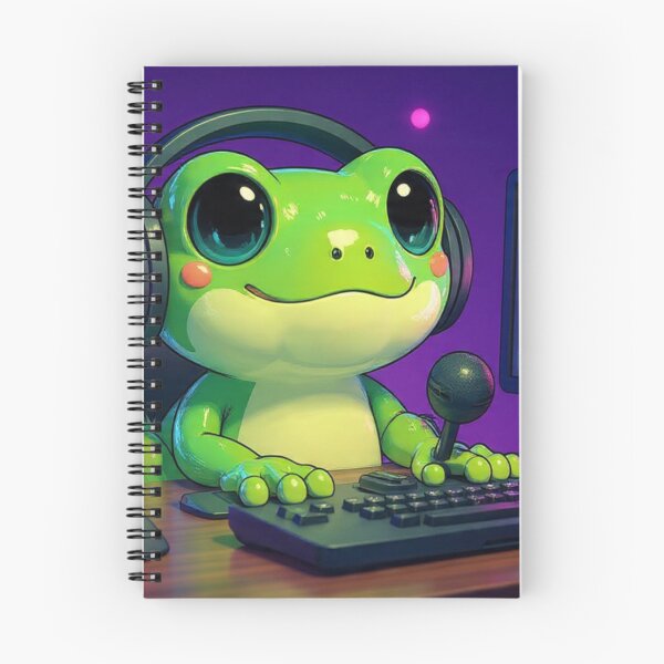 Item preview, Cute gamer frog streaming at his glowing desk designed and sold by The Strongest Froggy.