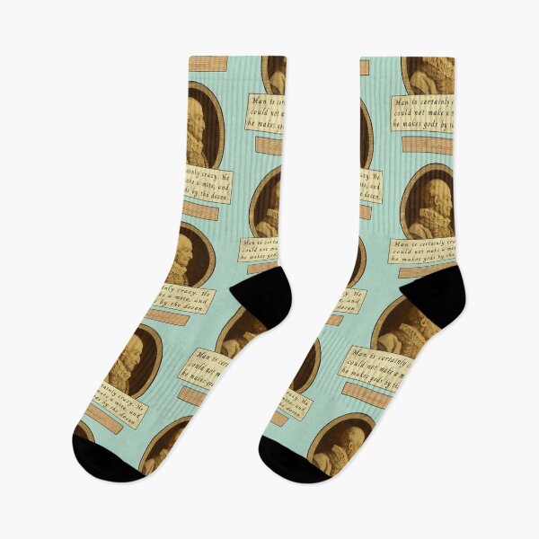 Item preview, Michel de Montaigne quote: Man is certainly crazy. He could not make a mite, and he makes gods by the dozen. designed and sold by artbleed.