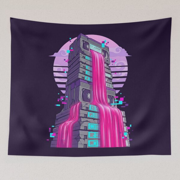 Item preview, Neon VHS Meltdown Tower 80s Glitch Art Aesthetic designed and sold by MarCinu Art.