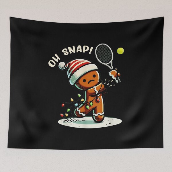 Item preview, Oh Snap! Gingerbread Tennis Funny Christmas Cartoon Design designed and sold by WayTBeenkenArt.