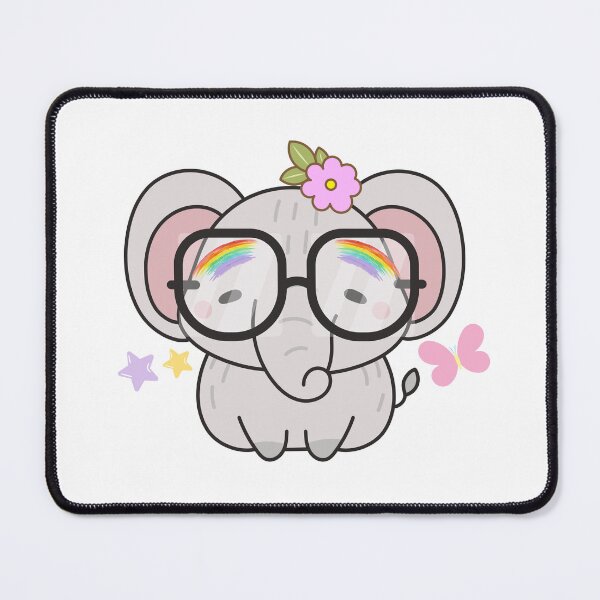 Item preview, Rainbow Glasses Elephant - Cute Elephant with Glasses, Flower & Butterfly designed and sold by Love3Happy.