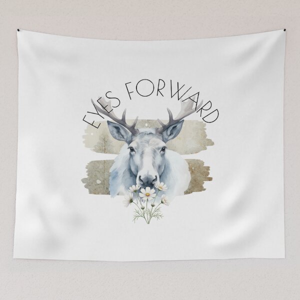 Item preview, Watercolor White Deer With Daisies and Rustic Brush Strokes designed and sold by Furr-n-Purr.