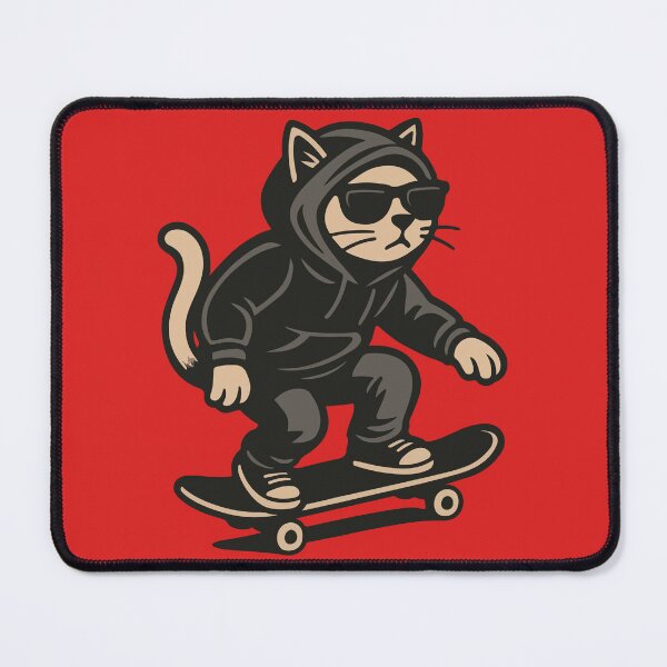 Item preview, Radical Skater Cat in Hoodie designed and sold by SillyPawsStudio.