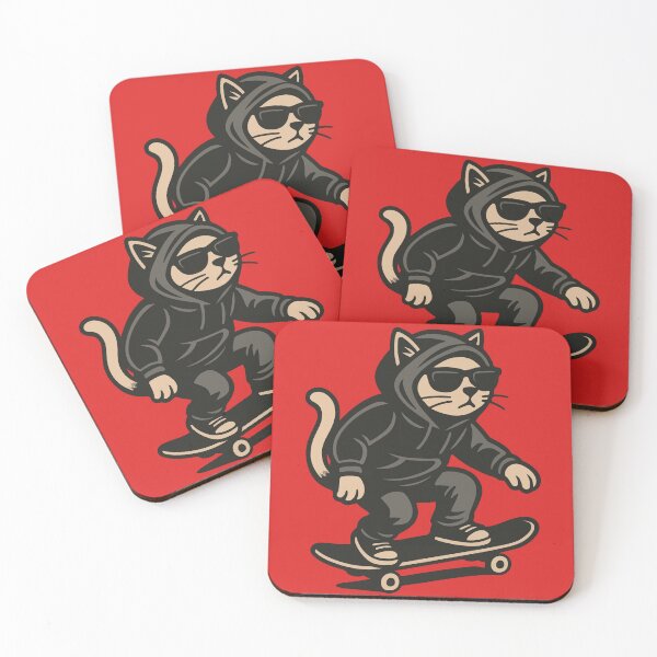Item preview, Radical Skater Cat in Hoodie designed and sold by SillyPawsStudio.