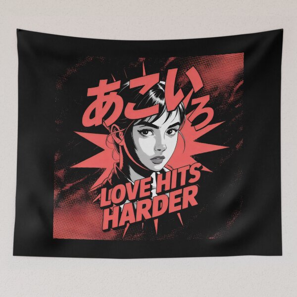 Item preview, Love Hits Harder - Japanese Anime Aesthetic Art designed and sold by SplashTastic.