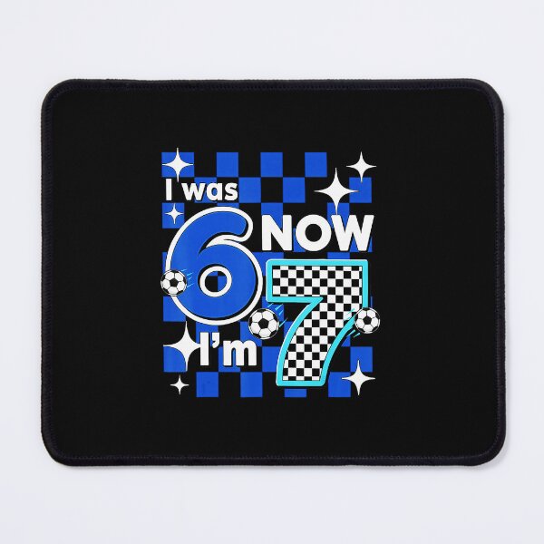 Item preview, I WAS 6 NOW I'M 7 Soccer Birthday Checkered Design designed and sold by gladysenglish.