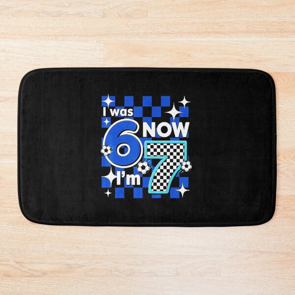 Item preview, I WAS 6 NOW I'M 7 Soccer Birthday Checkered Design designed and sold by gladysenglish.