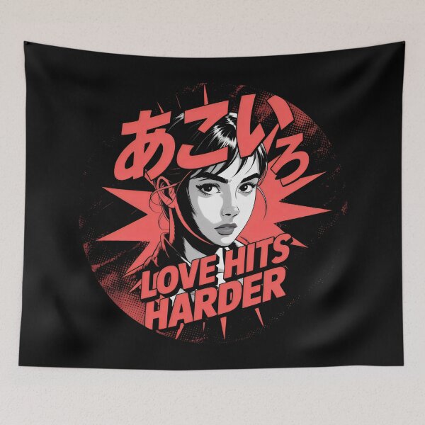 Item preview, Love Hits Harder - Japanese Anime Aesthetic Art in Circle designed and sold by SplashTastic.