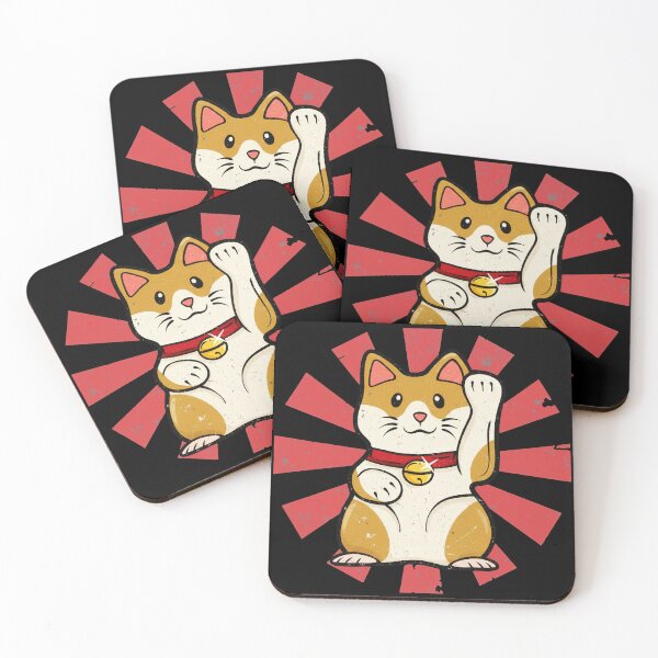 Item preview, Lucky Cat Maneki Neko Japanese Rising Sun Illustration designed and sold by JEFDodsonArt.