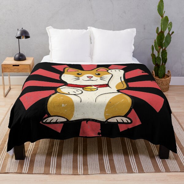Item preview, Lucky Cat Maneki Neko Japanese Rising Sun Illustration designed and sold by JEFDodsonArt.