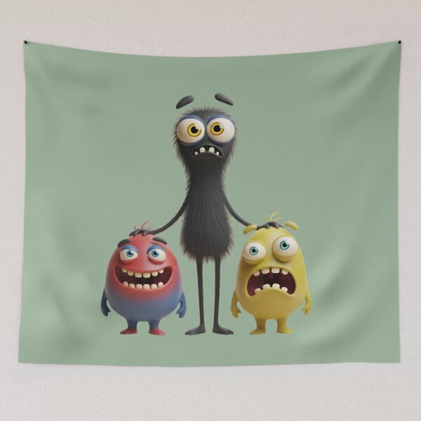 Item preview, Funny Cartoon Monster Trio – Cute 3D Character Illustration designed and sold by mitdz shop.