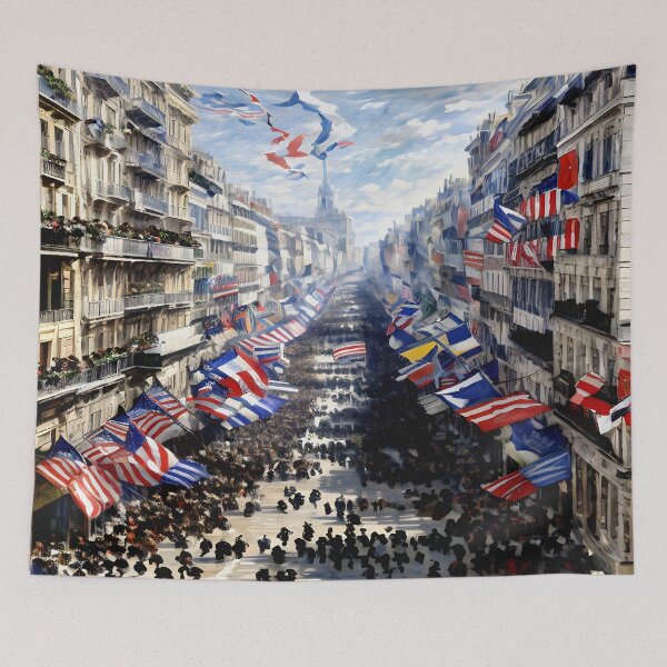 Item preview, The Rue Montorgueil in Paris - Fête de la Fédération designed and sold by artdesignsnow.