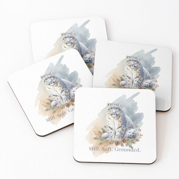 Item preview, Watercolor Snow Leopard With Pine and Grounded Quote designed and sold by Furr-n-Purr.