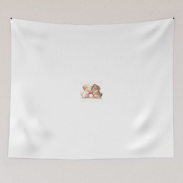 Item preview, Playful Patch Friends – Cute Cat and Puppy Fight designed and sold by LovelyCatGalaxy.