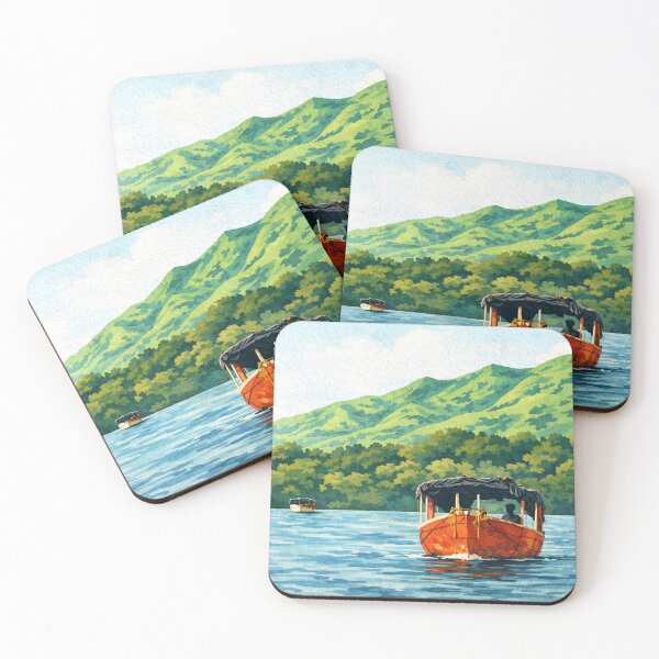 Item preview, Gouache Boat on Koyna Backwaters – Storybook Painting of Satara Lake and Hills, Maharashtra designed and sold by freezed-frames.