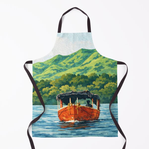 Item preview, Gouache Boat on Koyna Backwaters – Storybook Painting of Satara Lake and Hills, Maharashtra designed and sold by freezed-frames.
