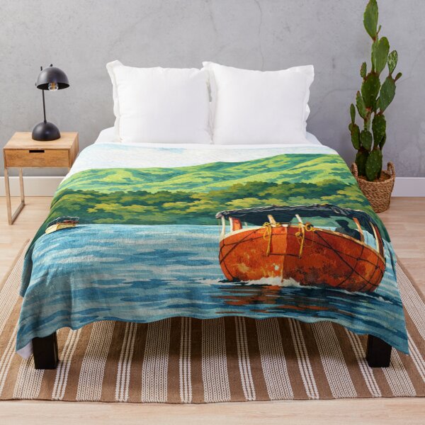 Item preview, Gouache Boat on Koyna Backwaters – Storybook Painting of Satara Lake and Hills, Maharashtra designed and sold by freezed-frames.