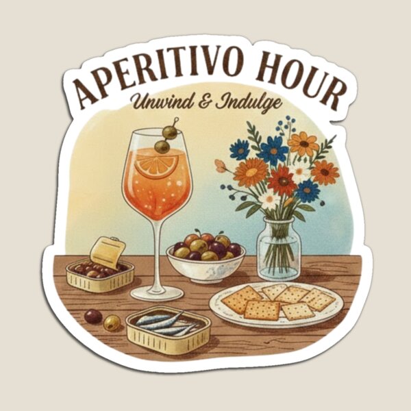 Item preview, Italian Aperitivo Hour Watercolor Still Life designed and sold by xofi.