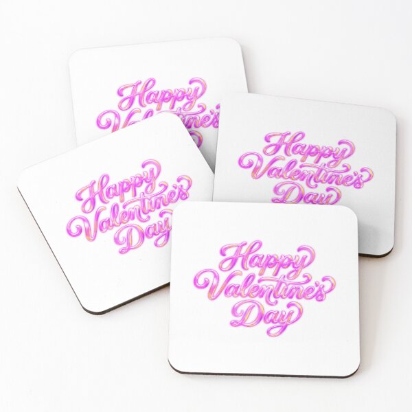 Item preview, Glossy Neon Pink Happy Valentine's Day Typography designed and sold by StickerBuild07 .