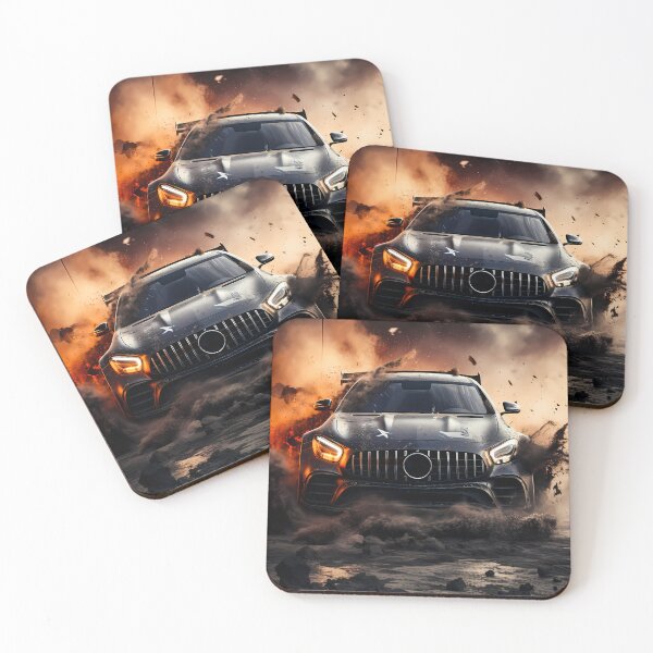 Item preview, Matte Black Sports Car Charging Through Explosive Mud Debris Storm designed and sold by RevUpDesign.