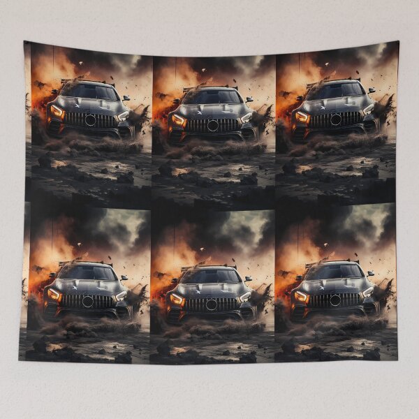 Item preview, Matte Black Sports Car Charging Through Explosive Mud Debris Storm designed and sold by RevUpDesign.