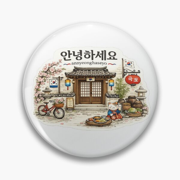 Item preview, Annyeonghaseyo – Cozy Korea Street & Lucky Cat Art designed and sold by StrayaDesign.