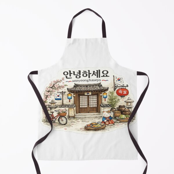 Item preview, Annyeonghaseyo – Cozy Korea Street & Lucky Cat Art designed and sold by StrayaDesign.
