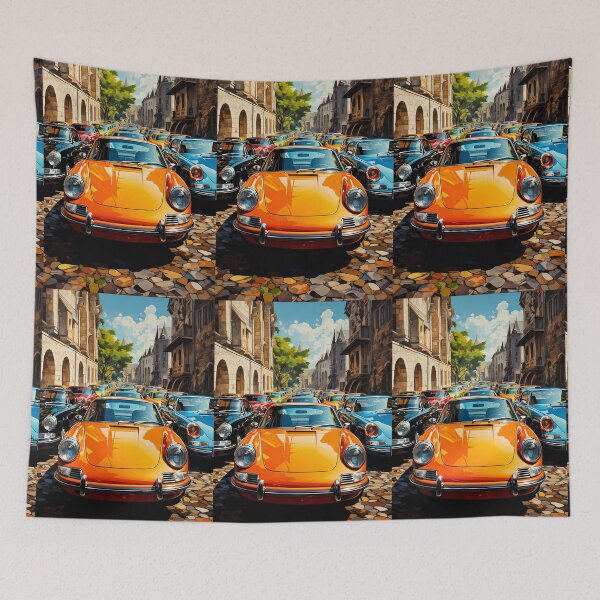 Item preview, Classic Coupe Leading Parade Through Sunny European Village Street designed and sold by RevUpDesign.