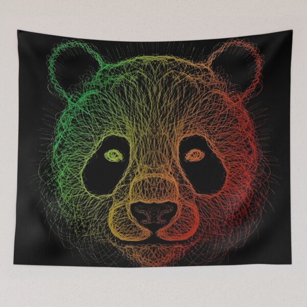 Item preview, Neon Panda Face – Abstract Line Art Digital Illustration designed and sold by mitdz shop.