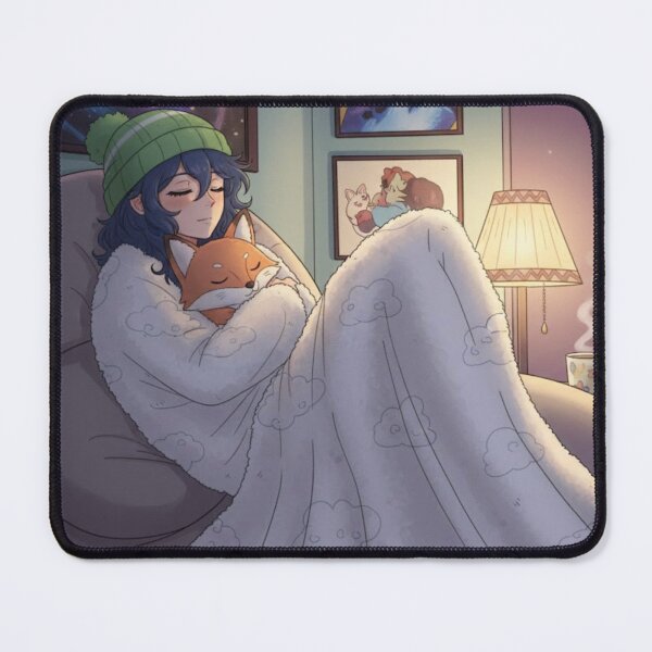Item preview, Cozy Night Anime Girl Sleeping With Fox Art designed and sold by AbstractAuraArt.