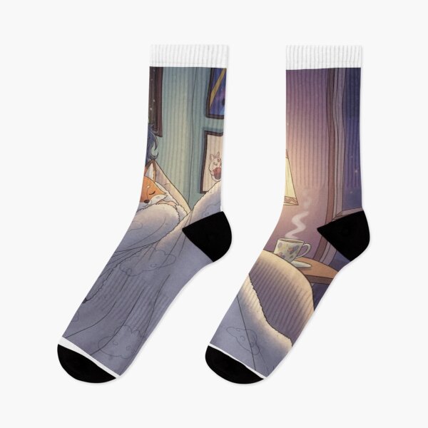 Item preview, Cozy Night Anime Girl Sleeping With Fox Art designed and sold by AbstractAuraArt.