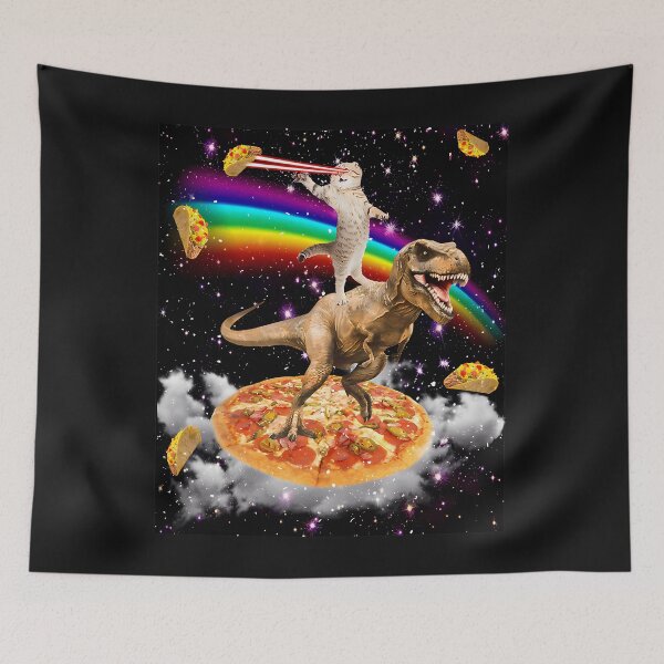 Item preview, The Original Galaxy Laser Eye Cat On Dinosaur On Pizza With Tacos  Rainbow designed and sold by Kuvee05.