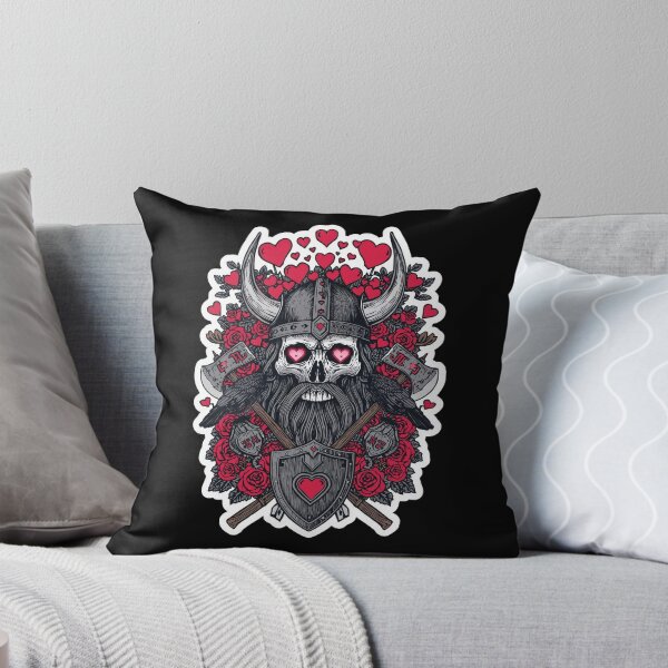 Item preview, Viking in Love Skull with Hearts and Roses designed and sold by Bone & Blade.