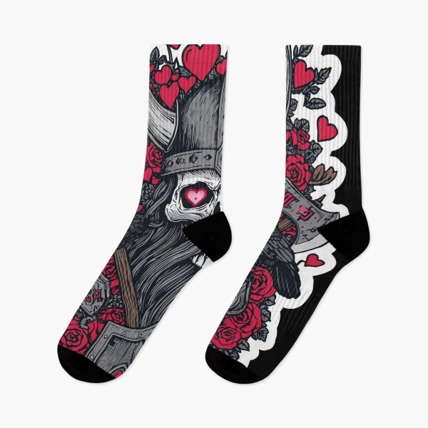 Item preview, Viking in Love Skull with Hearts and Roses designed and sold by Bone & Blade.