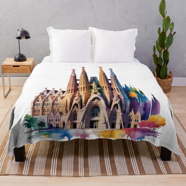 Item preview, Vibrant Sagrada: Watercolor Cathedral Illustration designed and sold by desinganddecor.