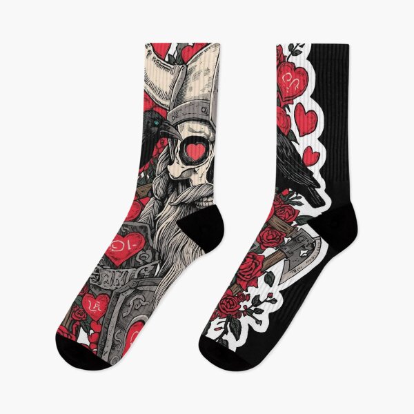 Item preview, Viking in Love Skull with Hearts and Roses designed and sold by Bone & Blade.