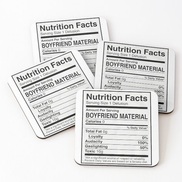 Item preview, Boyfriend Material Nutrition Facts | Toxic Dating Meme designed and sold by ryanguas.