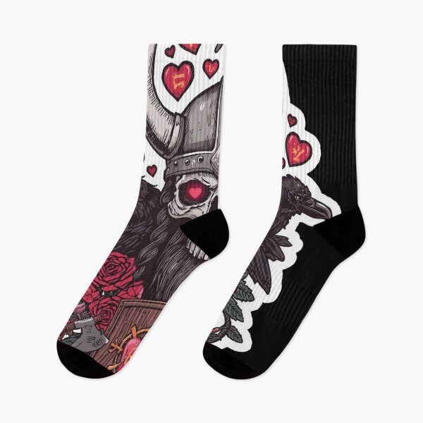 Item preview, Viking in Love Skull with Hearts and Roses designed and sold by Bone & Blade.