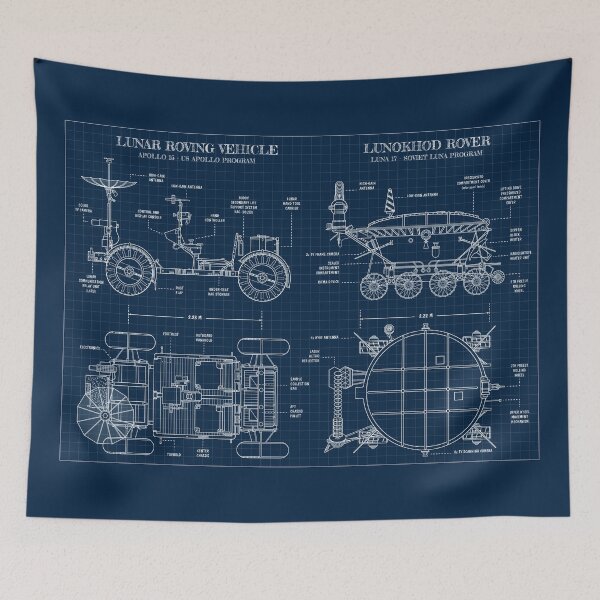Item preview, Roving Vehicle and Lunokhod rover. Moon Exploration (Navy Blueprint) designed and sold by BGALAXY.
